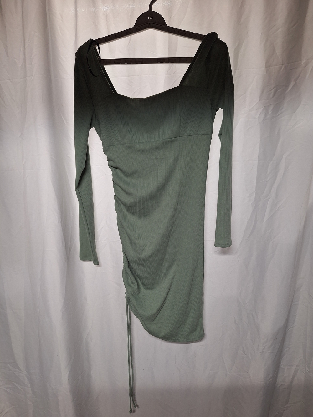 Forever 21 Olive Green Long Sleeve Ruched Bodycon Dress